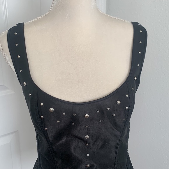 Fredericks of Hollywood dark academia black satin studded corset size 34 - Picture 6 of 12